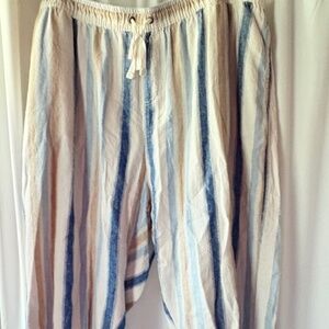 Architect Striped Linen & Rayon Drawstring Pants - 2XL